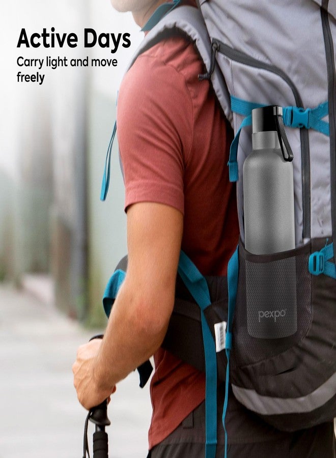 Pexpo Water Bottle 750ml Stainless Steel | Hot and Cold Flask | ISI Certified Steel Bottle | 3 Layer Insulation | Leakproof | for Home, Office, School & Travel | 1-Year Warranty | Oslo | Grey - Image 5